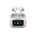 Audífonos Inálambricos Ear-buds ANC con Pantalla Táctil  |  TWS Waterpoof  | Case con pantalla  |  Blancos | AWTWSGPRO-W